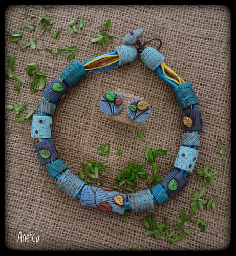 Collar y pantallas con hojitas (#113)