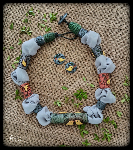 Collar y pantallas con pajaritos (#111)